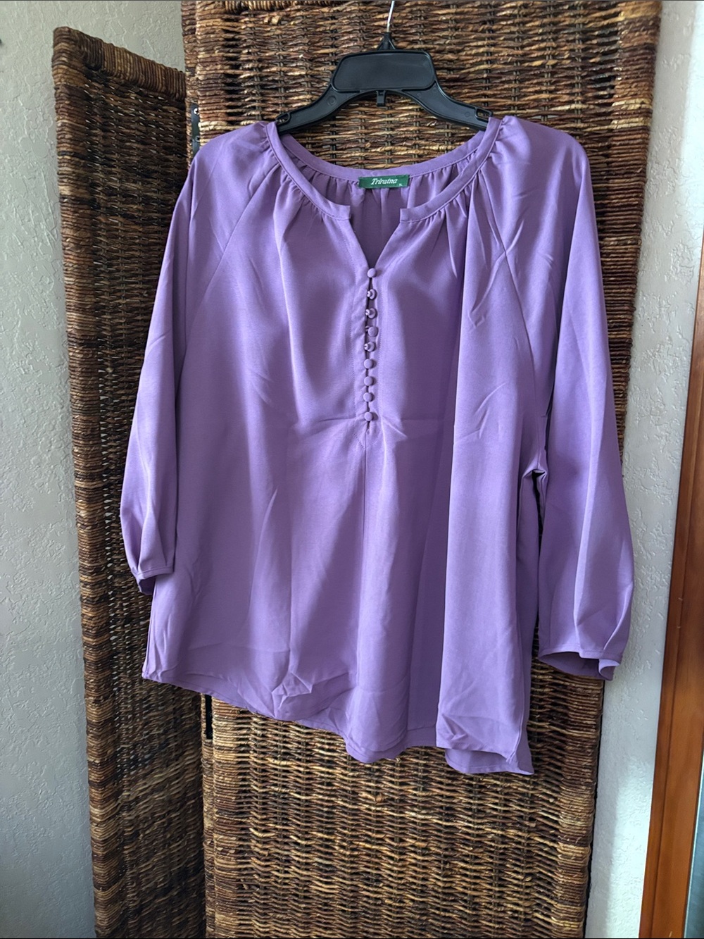 Thread & Supply Lilac Button-Front Peasant Top